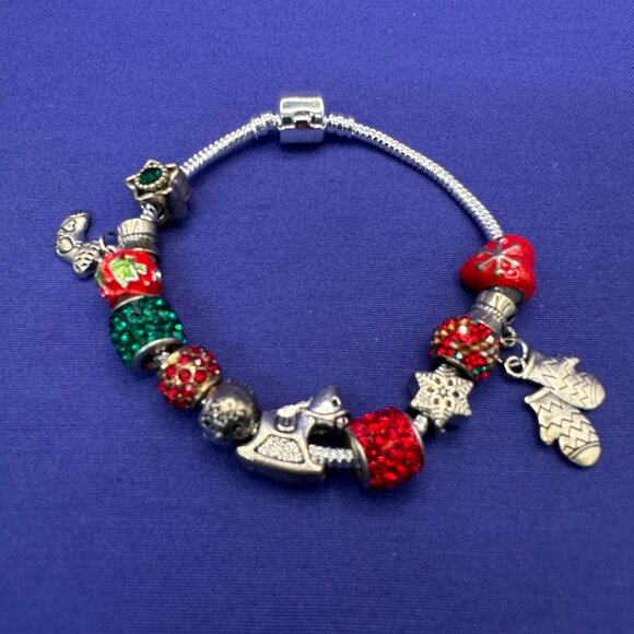 Pandora-Style Christmas Themed Bracelet w/ 12 Charms - Picture 3 of 15